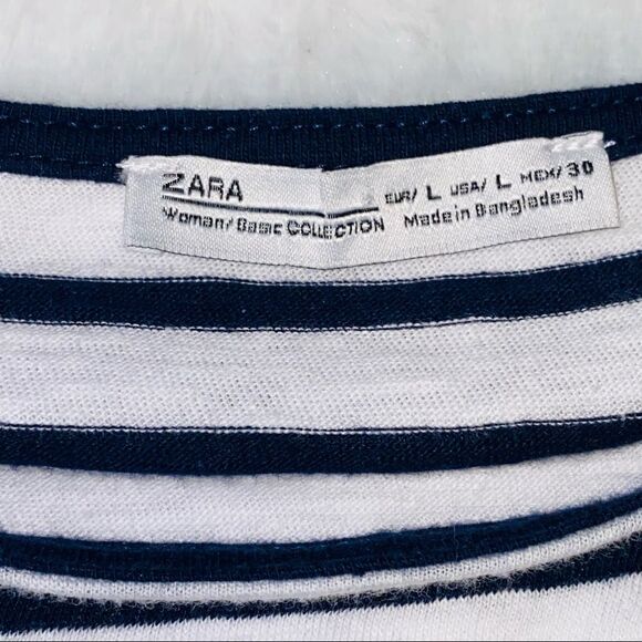 Zara Striped Ruffle Sleeve Crop Top size Large - Picture 3 of 6